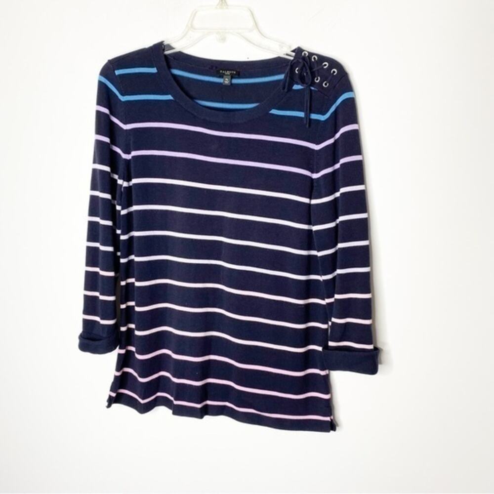 Talbots Navy Striped Pullover Lightweight Sweater Size MP